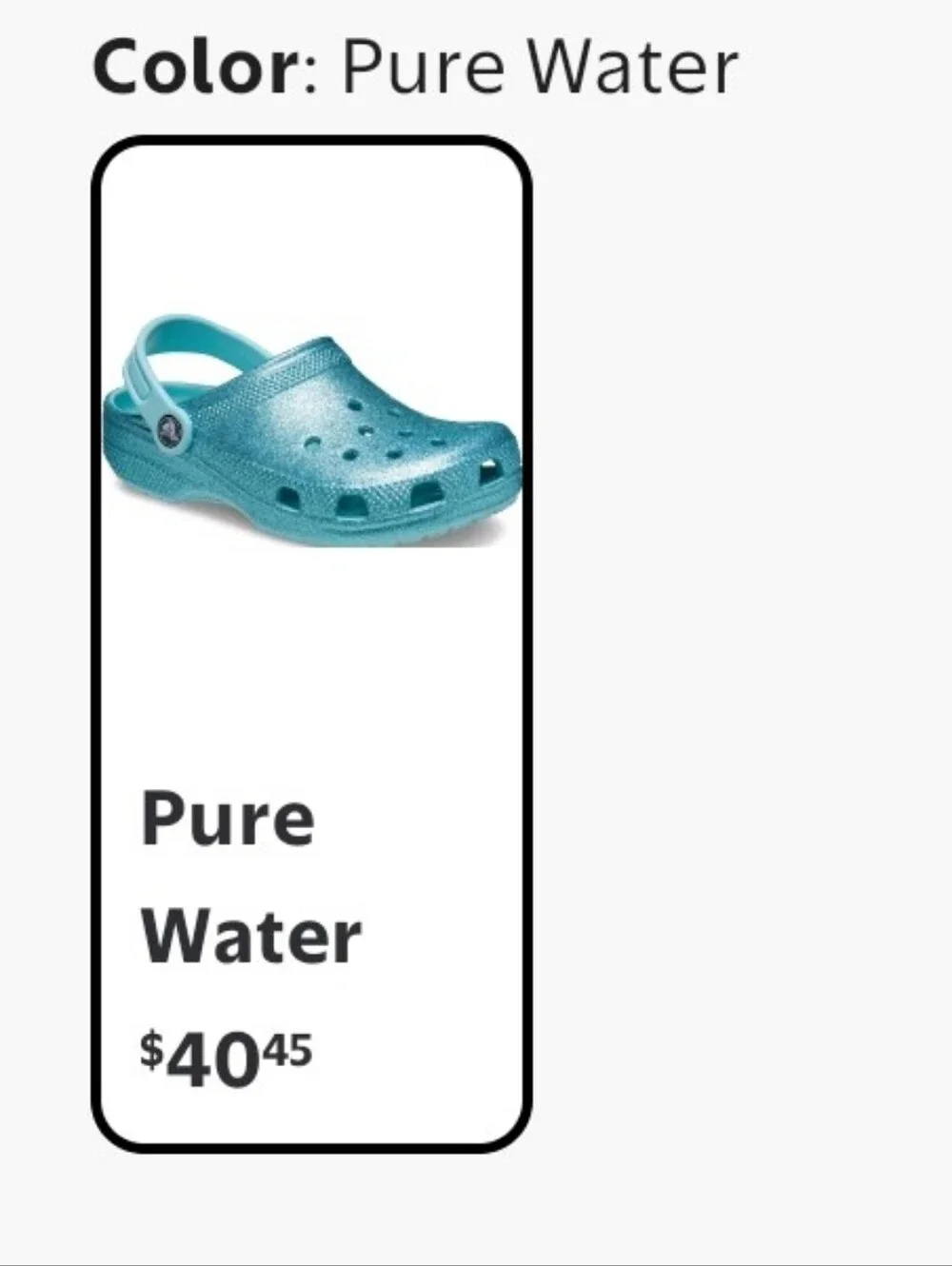 CROCS Kids Iridescent Aqua Glitter Clogs